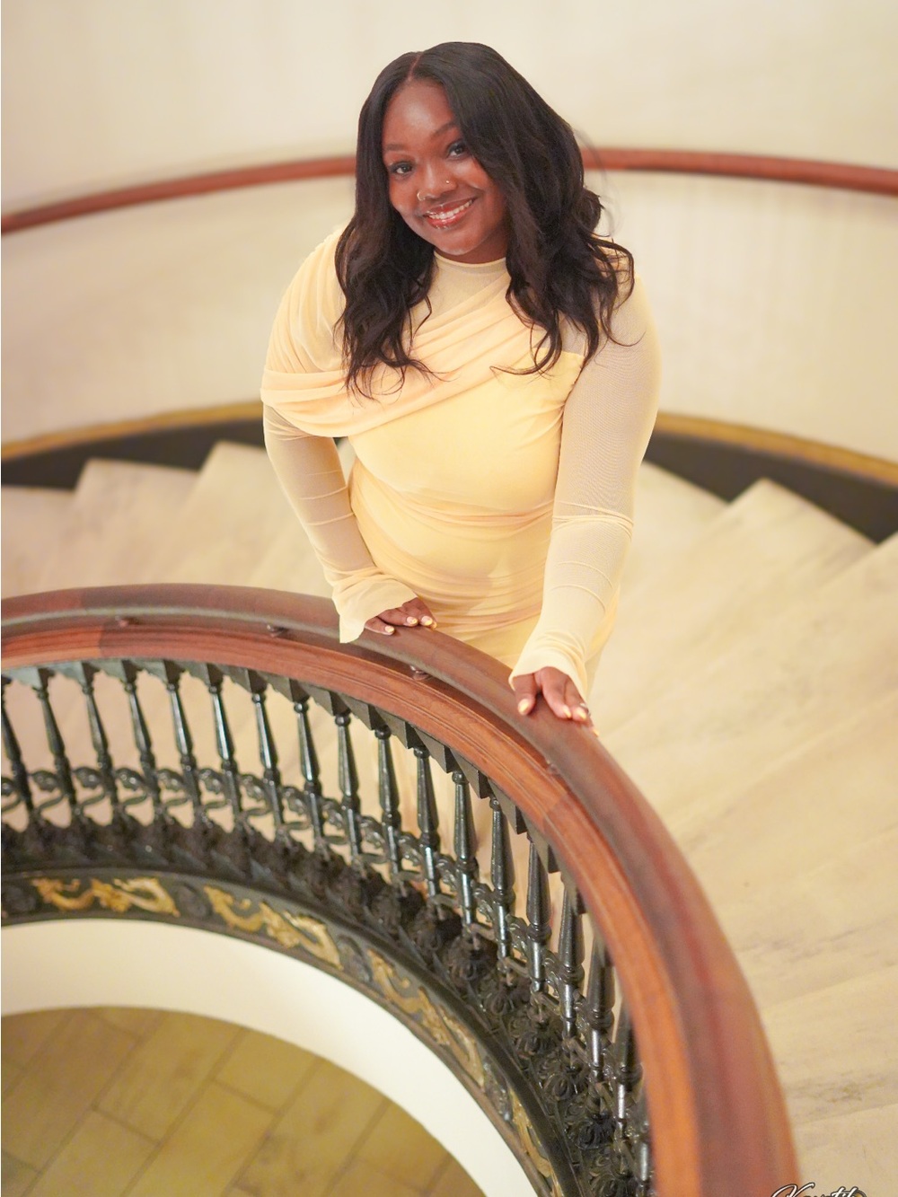 SHEIN Pale Yellow Long Sleeve Maxi Dress